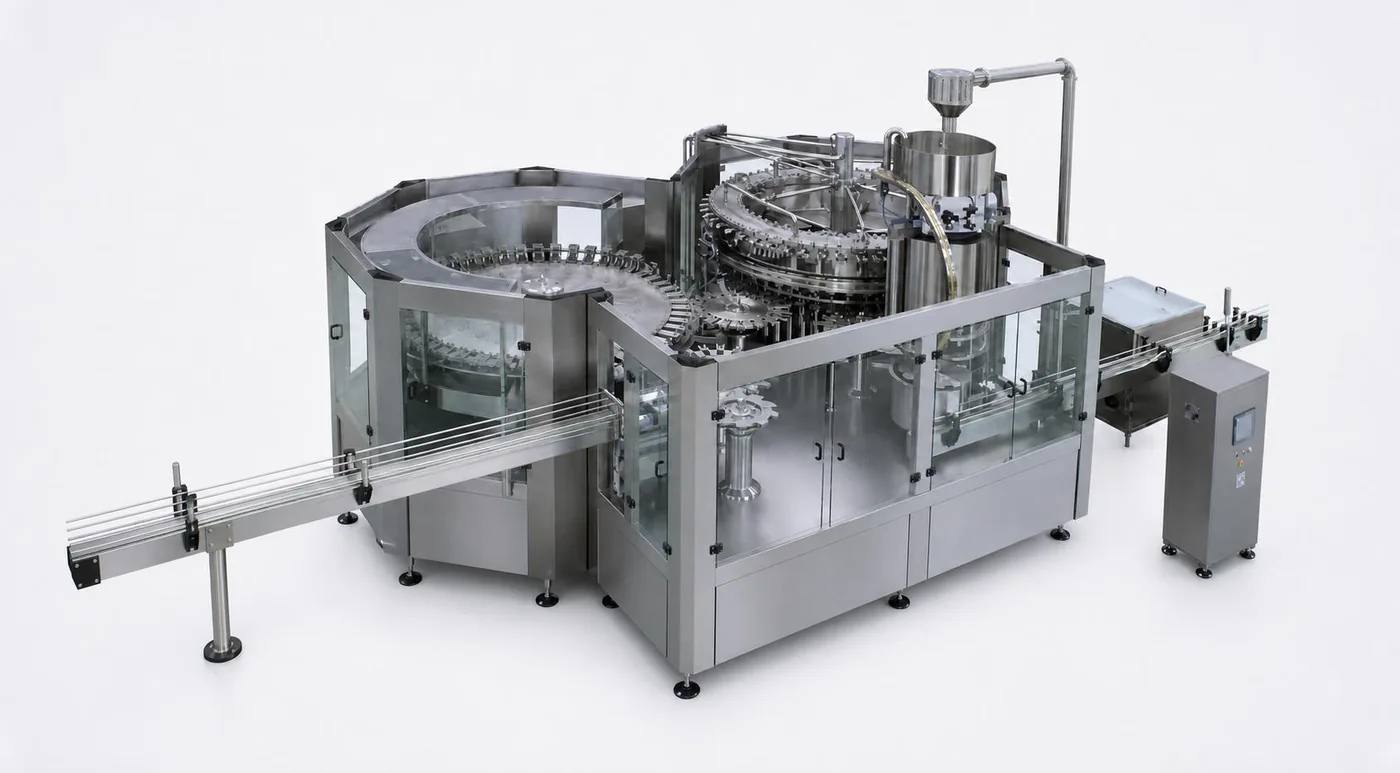 Representative rinsing filling and capping monoblock